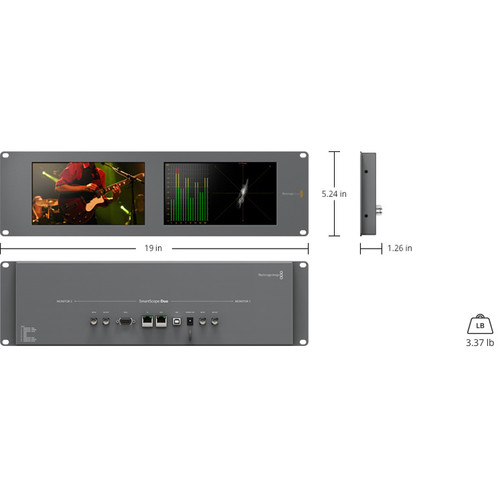 Blackmagic Design HDL-SMTWSCOPEDUO4K2 SmartScope Duo 4K Rack-Mounted Dual 6G-SDI Monitors - Image 10