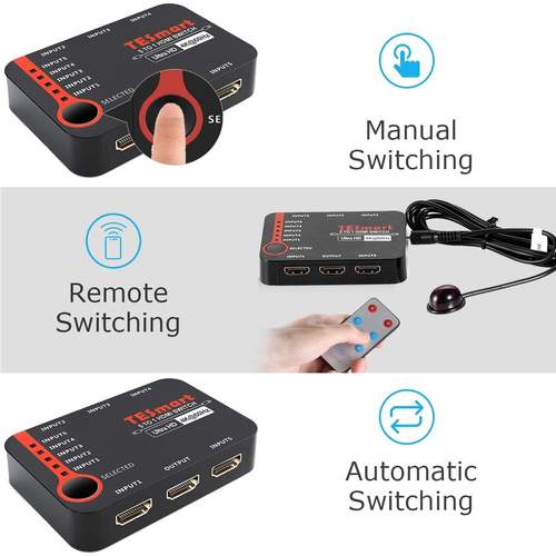 TESmart HSW0501A1U 5x1 HDMI Switch 4K@60Hz Support 4K UHD 1080p@60Hertz HDCP, Compatible with HDTV DVD Xbox PS4 Apple Roku TV - Image 8