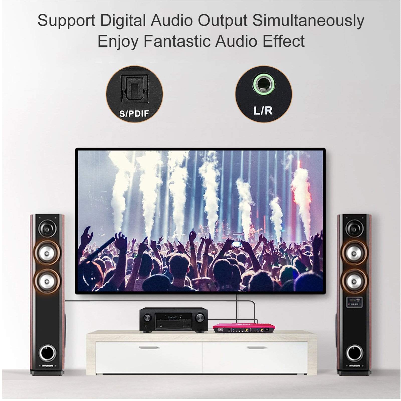 TESmart HSW0401A1U Ultra HD 4x1 HDMI 4K@60Hz 4:4:4 The Fast Switch 4Kx2K 4 Port HDMI Switch Box Selector 4x1 with S/PDIF and L/R Audio Output, IR Wireless Remote Control, HDMI Switch 4 in 1 Out - Image 6